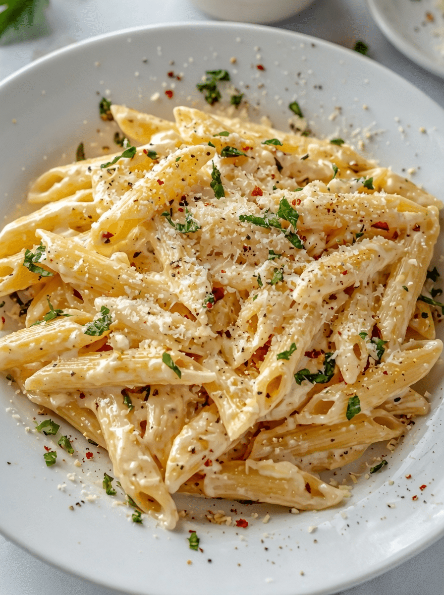 One-Pot Creamy Garlic Pasta preparation steps showing garlic roasting, sauce building, and pasta cooking