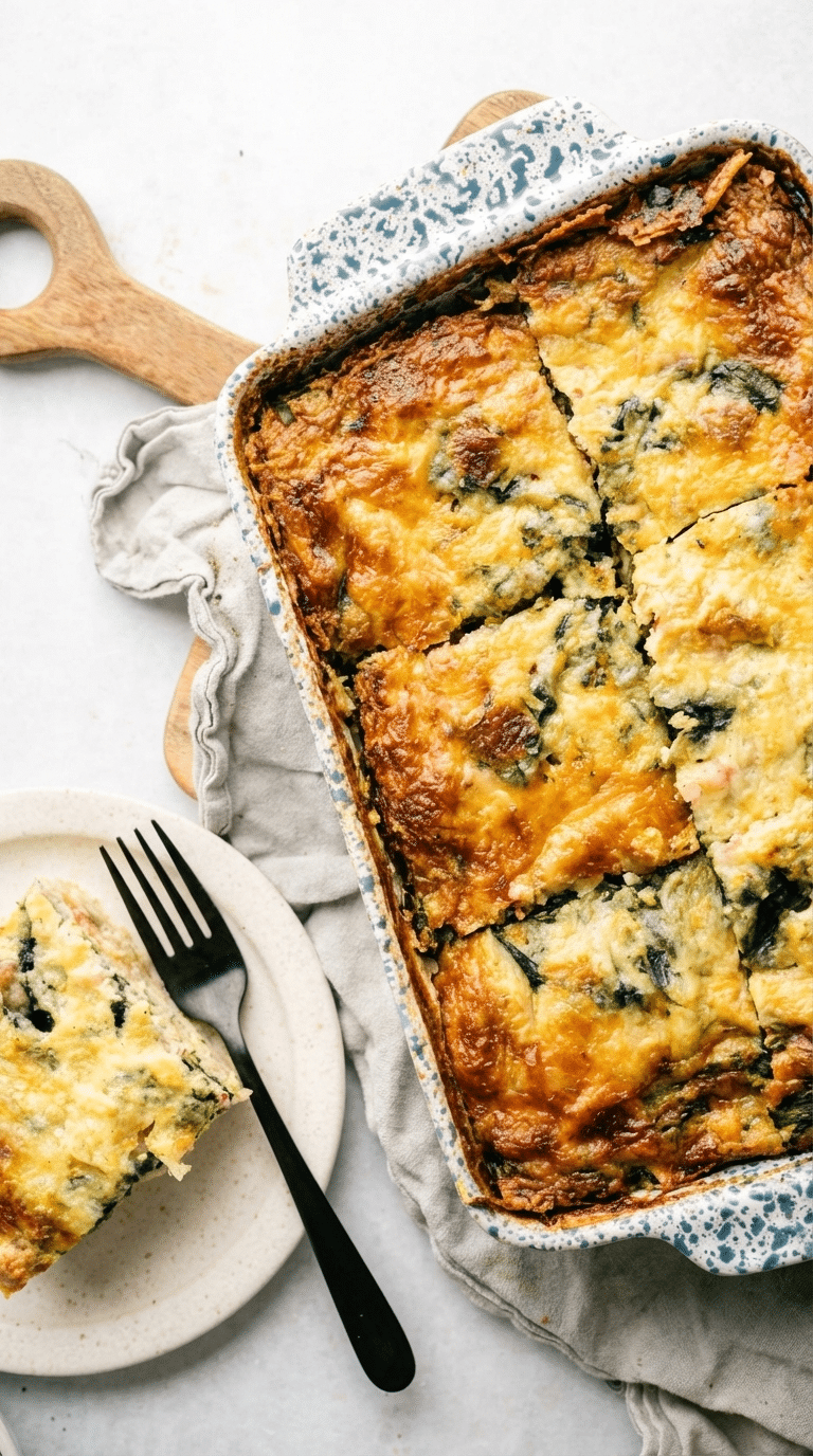 high protein Easter brunch frittata with spring vegetables close up