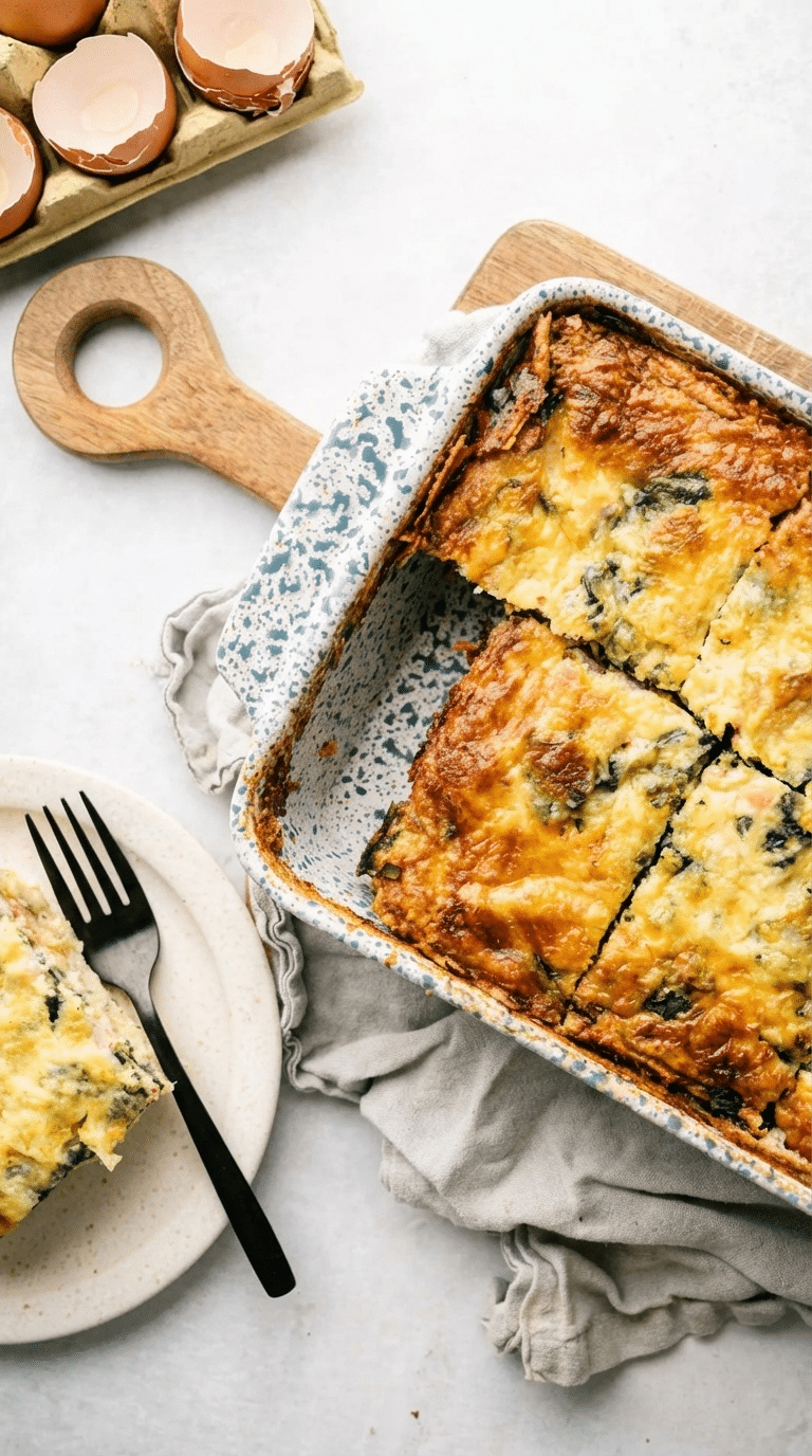high protein Easter brunch spread with golden roasted vegetables on a white plate